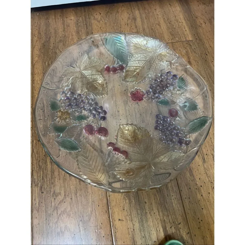 Vintage Savoir Vivre Wild Orchard Chablis Crystal Fruit Bowl/Plate